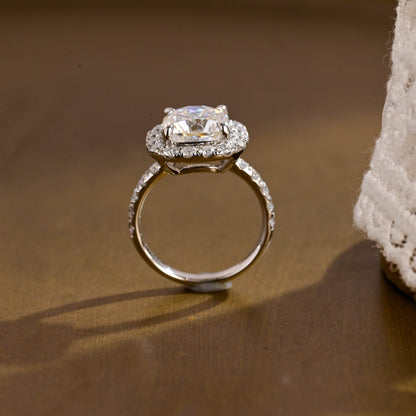 2 CT Emerald Pave Moissanite Engagement Ring