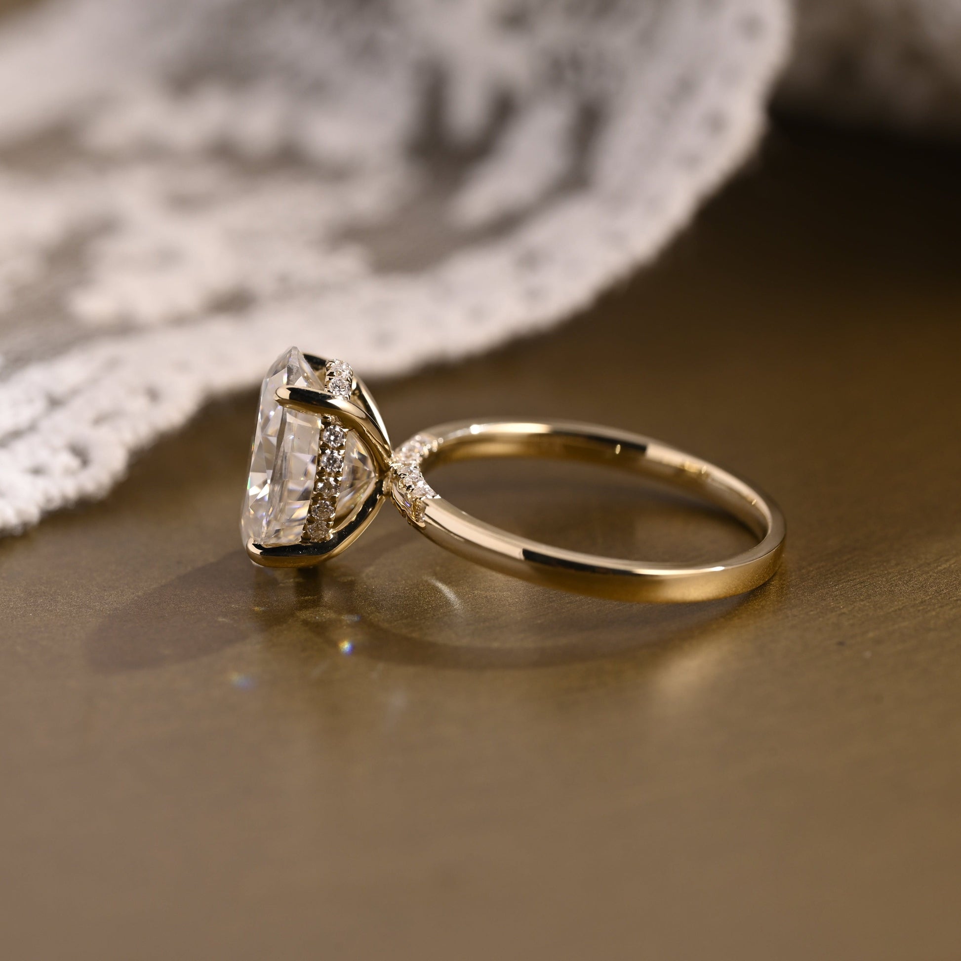 2 CT Emerald Pave Moissanite Engagement Ring