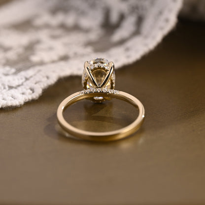 2 CT Emerald Pave Moissanite Engagement Ring