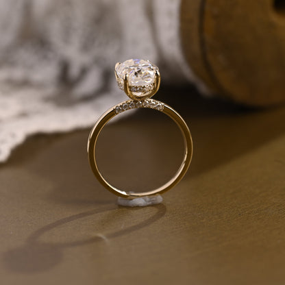 2 CT Emerald Pave Moissanite Engagement Ring