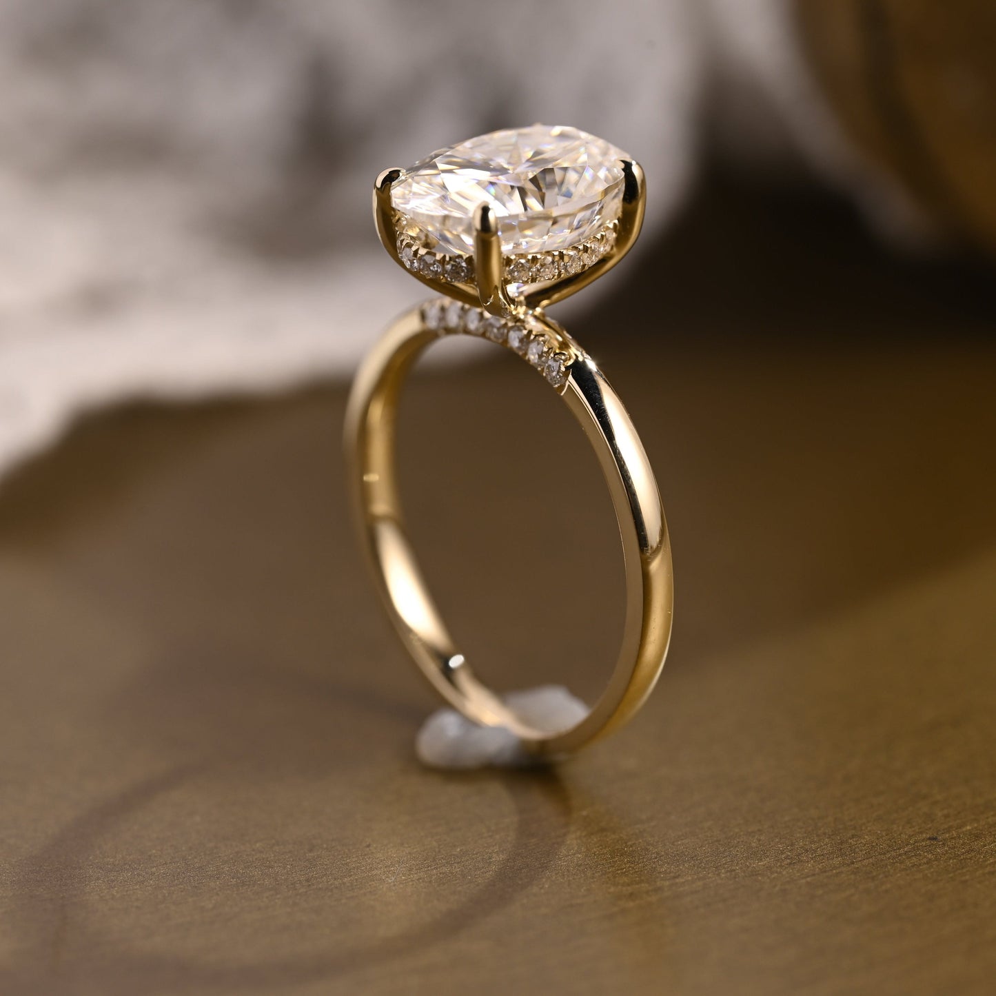 2 CT Emerald Pave Moissanite Engagement Ring