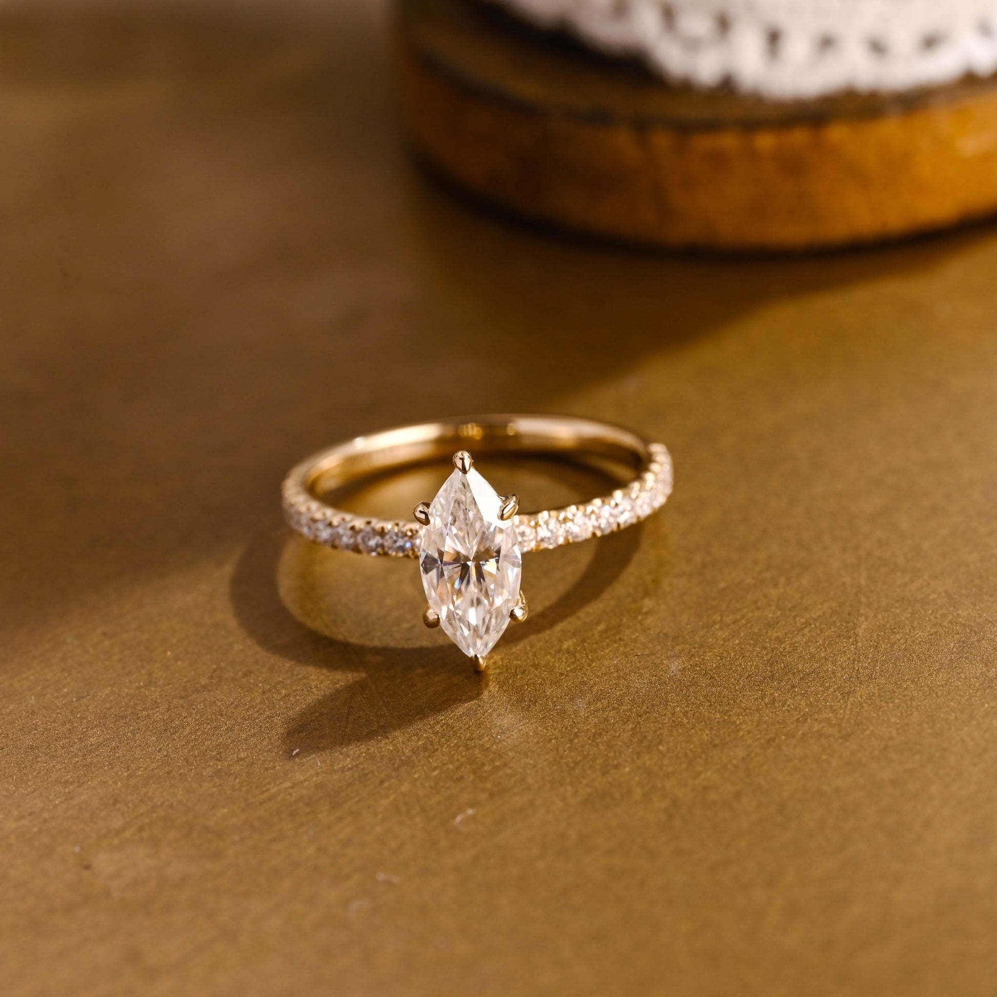 2 CT Emerald Pave Moissanite Engagement Ring