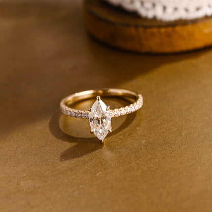 2 CT Emerald Pave Moissanite Engagement Ring