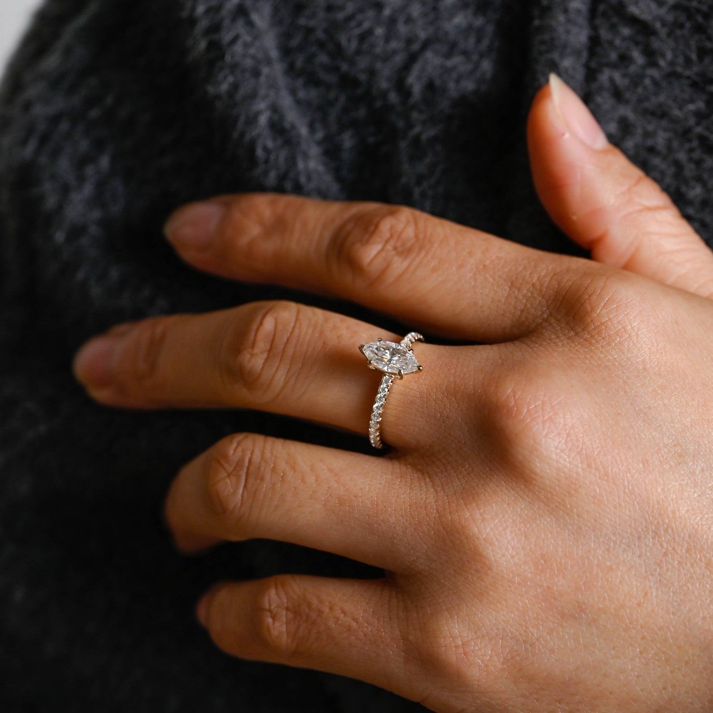 2 CT Emerald Pave Moissanite Engagement Ring