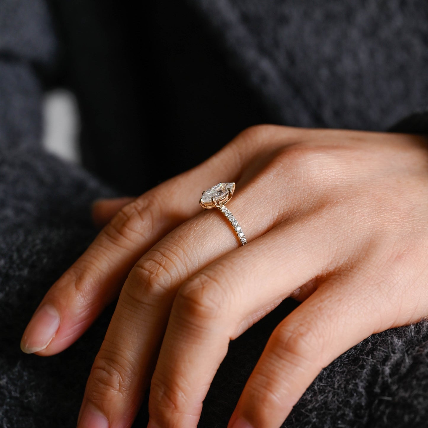 2 CT Emerald Pave Moissanite Engagement Ring