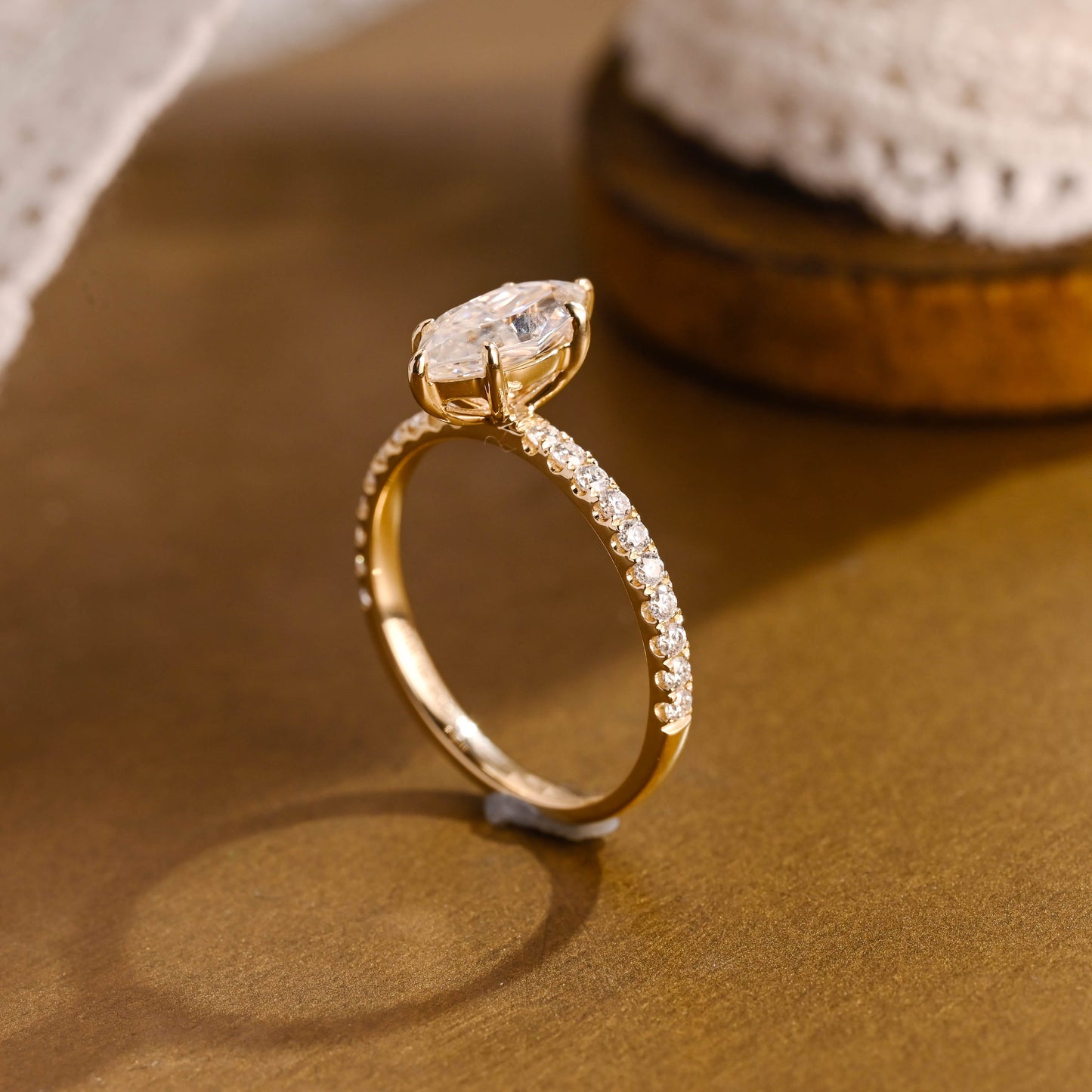 2 CT Emerald Pave Moissanite Engagement Ring