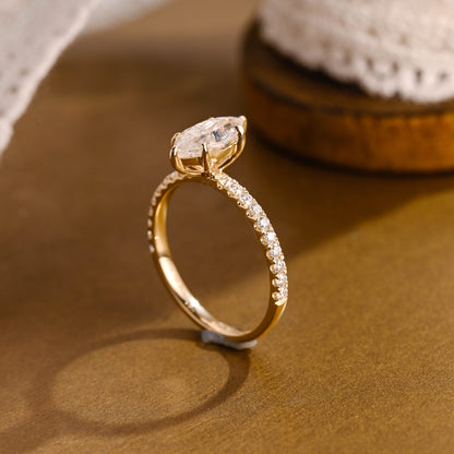 2 CT Emerald Pave Moissanite Engagement Ring