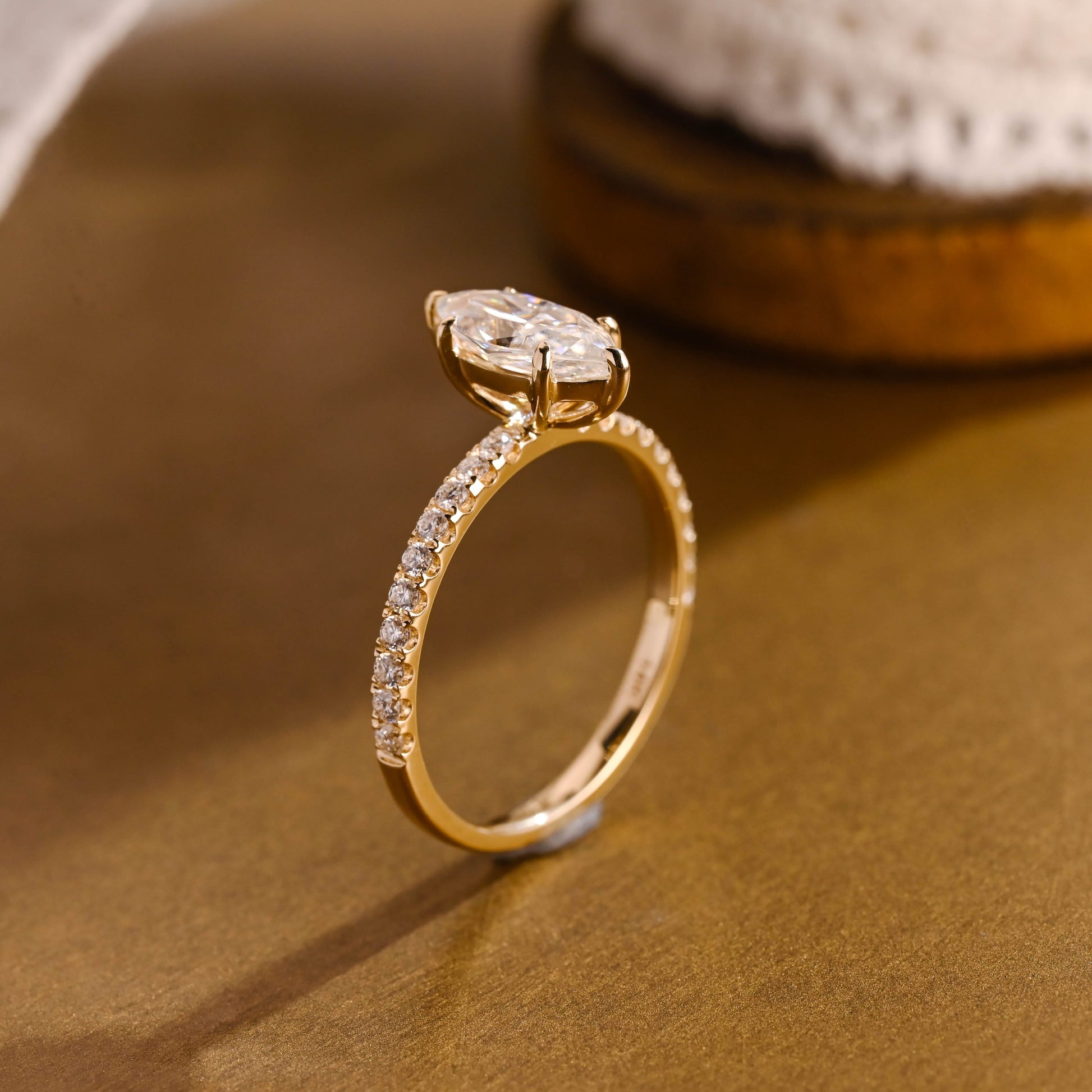 2 CT Emerald Pave Moissanite Engagement Ring