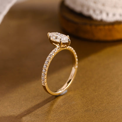 2 CT Emerald Pave Moissanite Engagement Ring