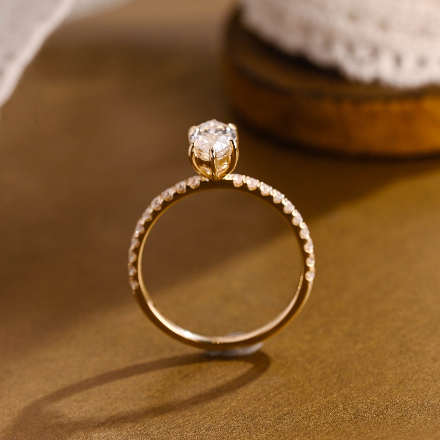 2 CT Emerald Pave Moissanite Engagement Ring