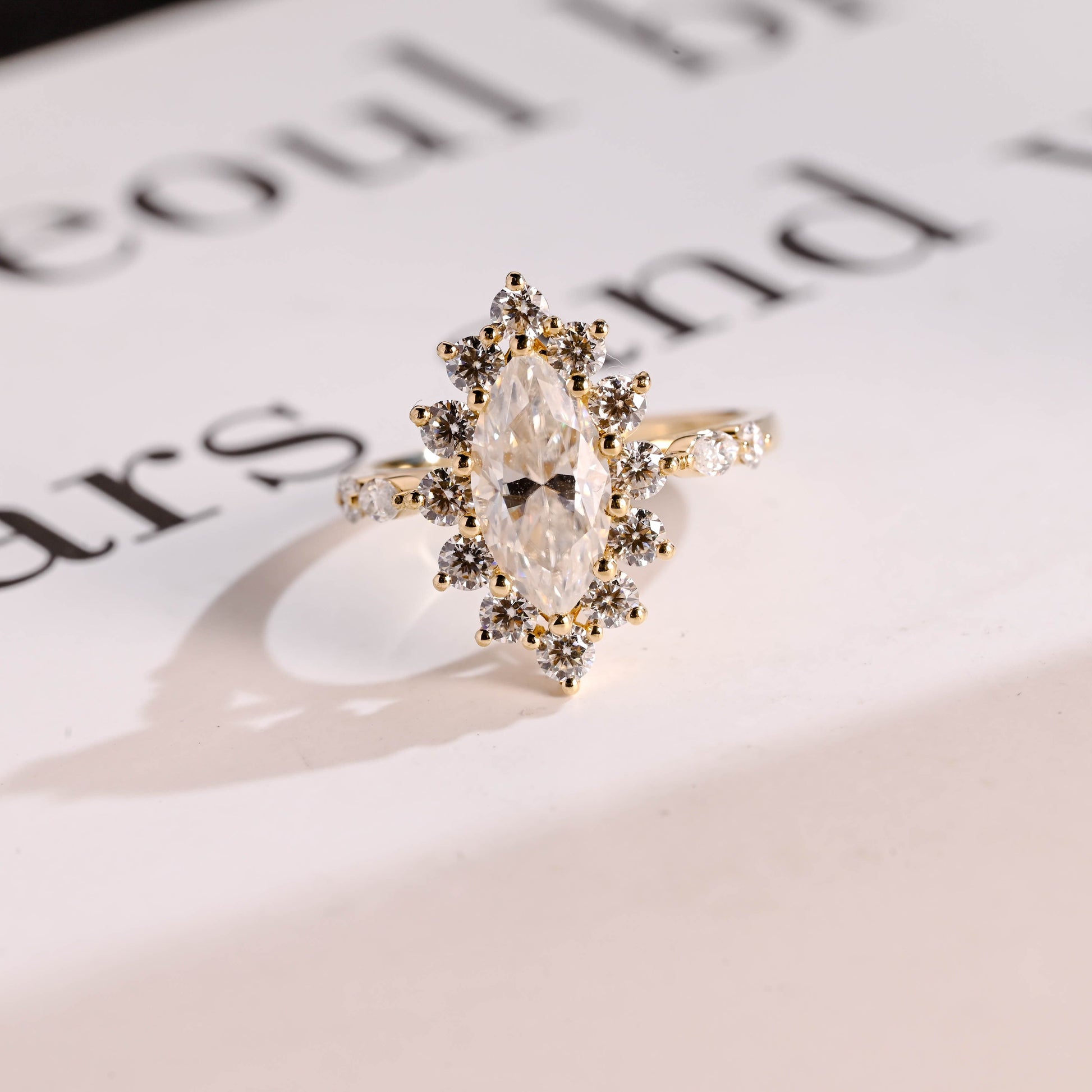 2 CT Emerald Pave Moissanite Engagement Ring