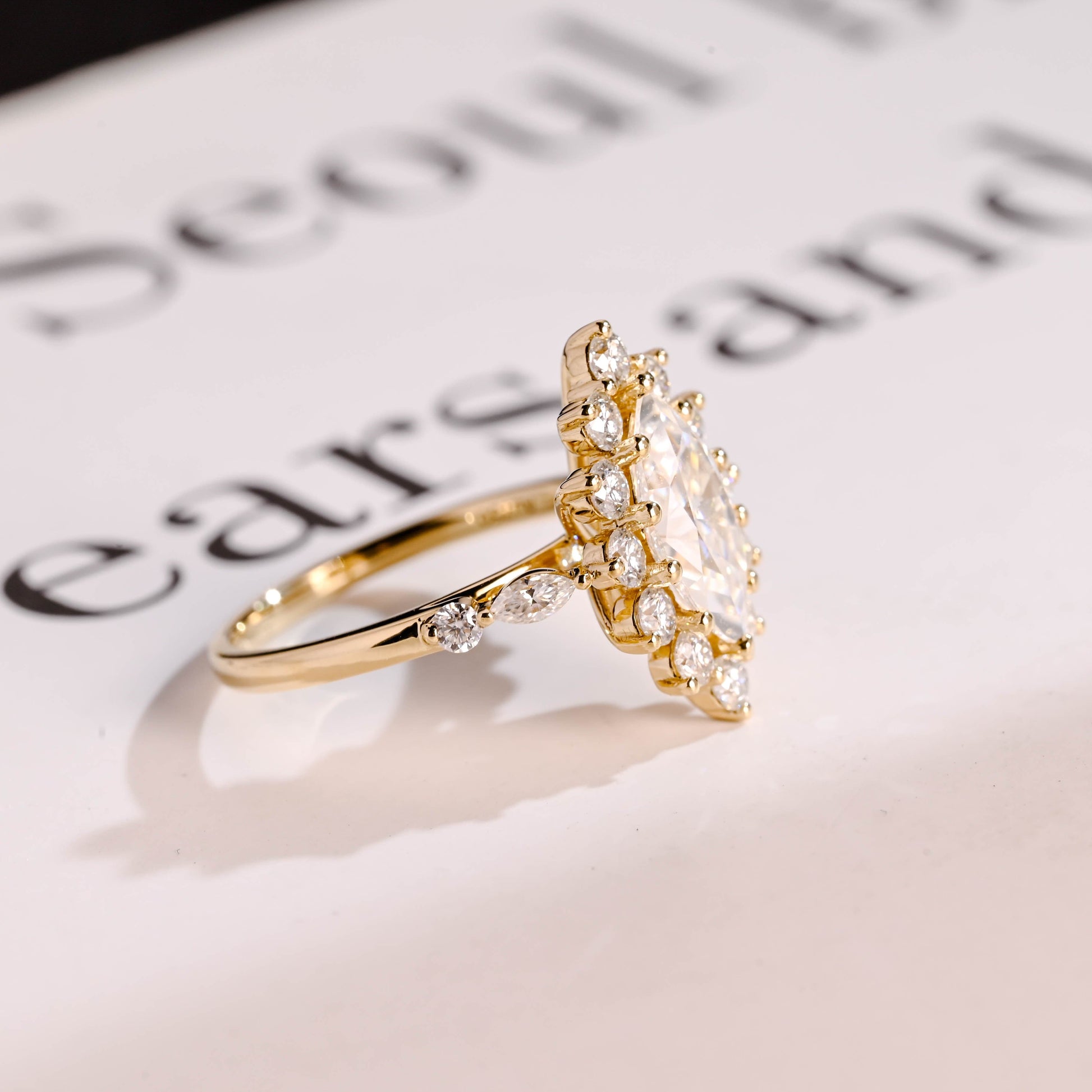 2 CT Emerald Pave Moissanite Engagement Ring
