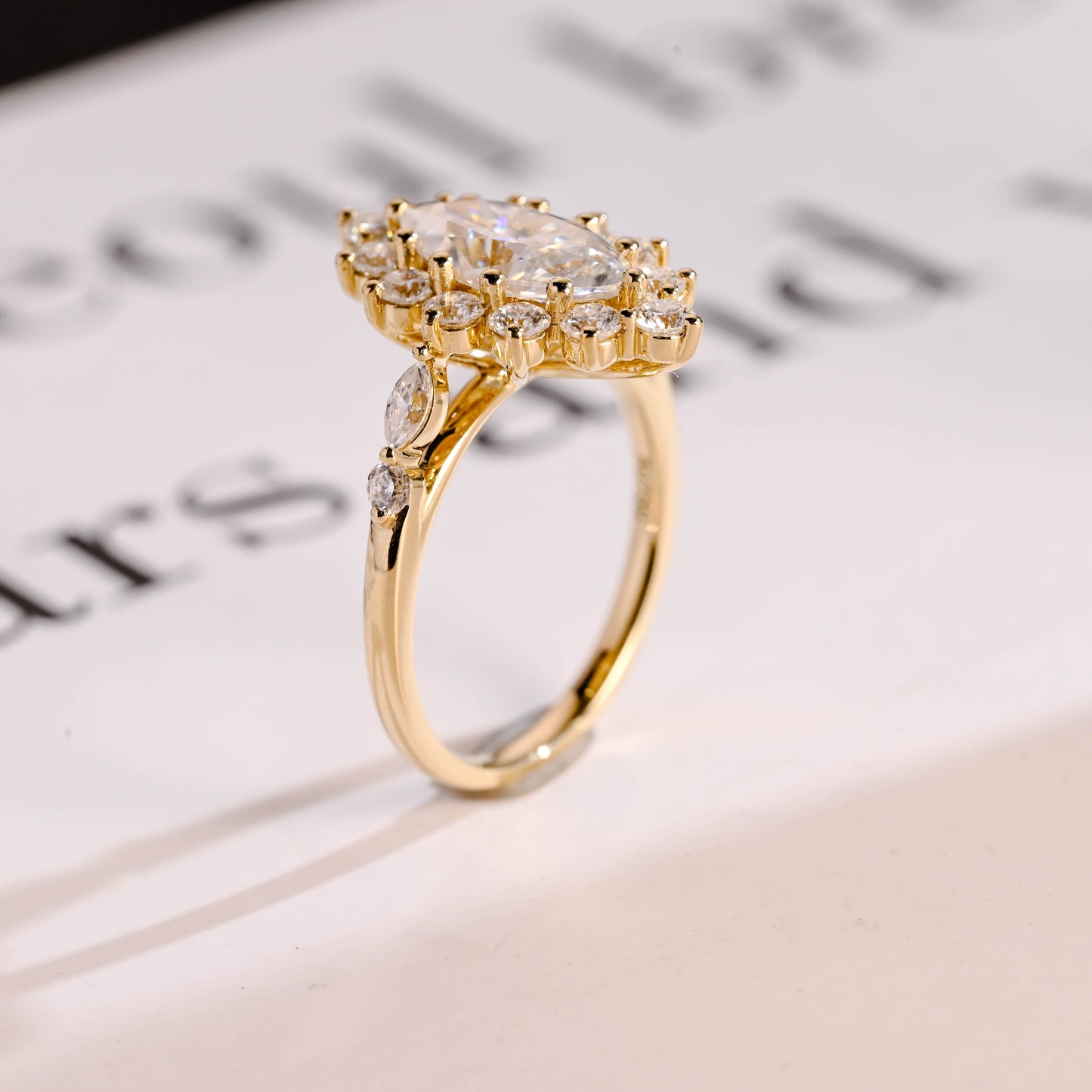 2 CT Emerald Pave Moissanite Engagement Ring