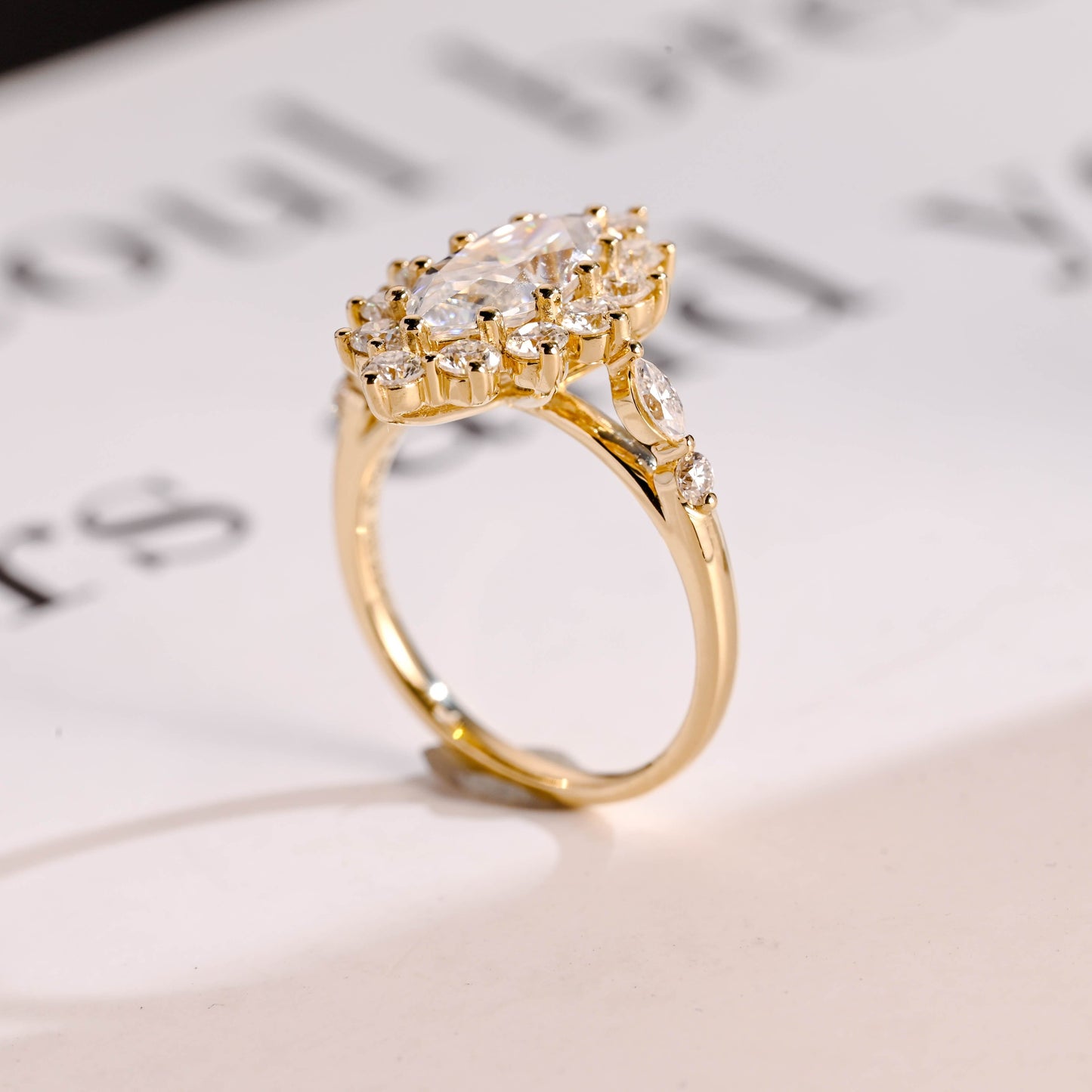 2 CT Emerald Pave Moissanite Engagement Ring
