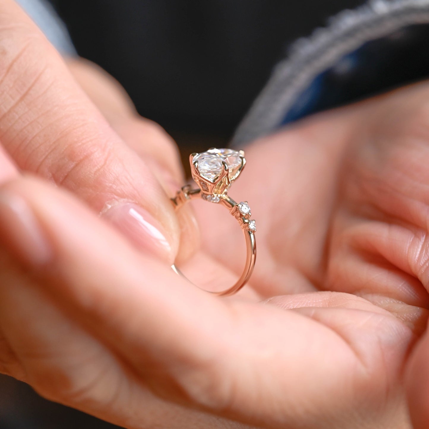 2 CT Emerald Pave Moissanite Engagement Ring