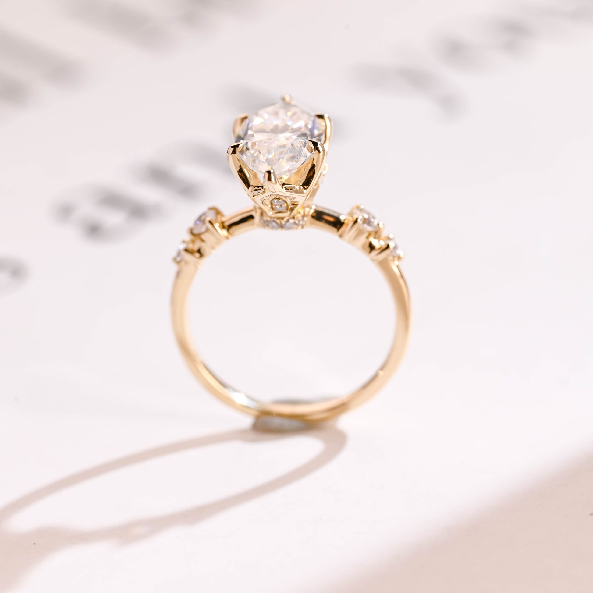 2 CT Emerald Pave Moissanite Engagement Ring