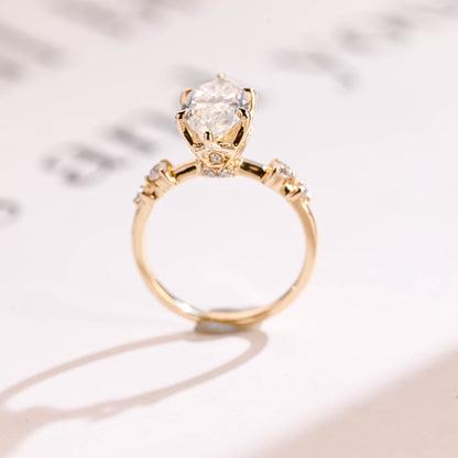 2 CT Emerald Pave Moissanite Engagement Ring