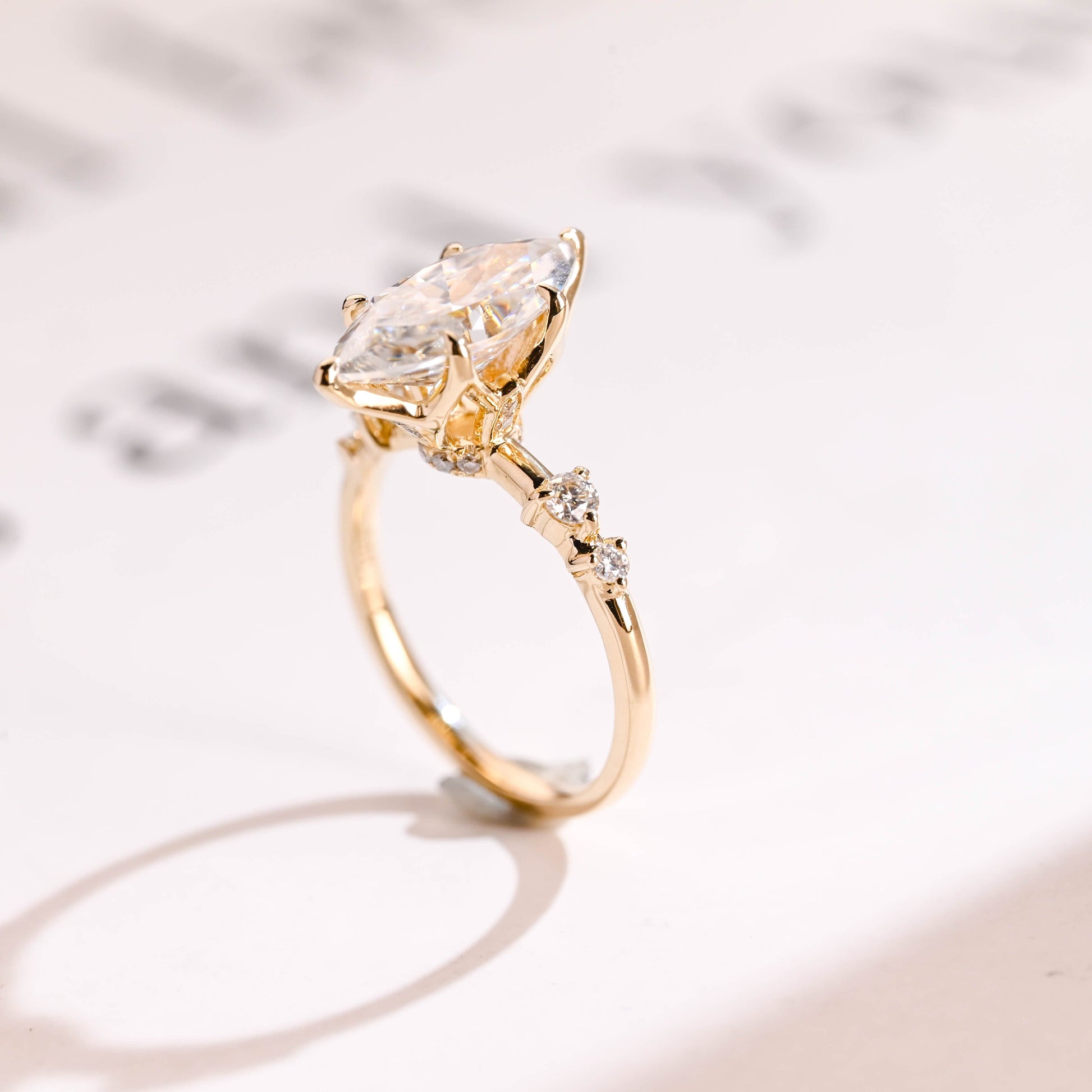 2 CT Emerald Pave Moissanite Engagement Ring