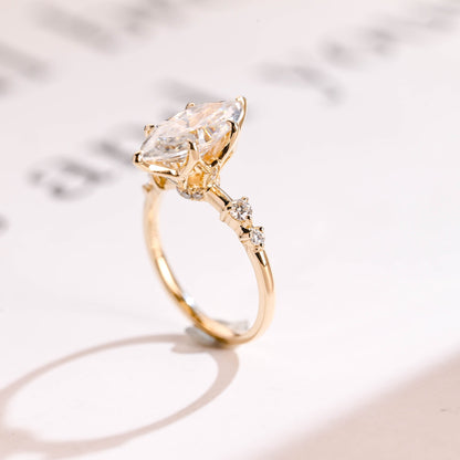 2 CT Emerald Pave Moissanite Engagement Ring