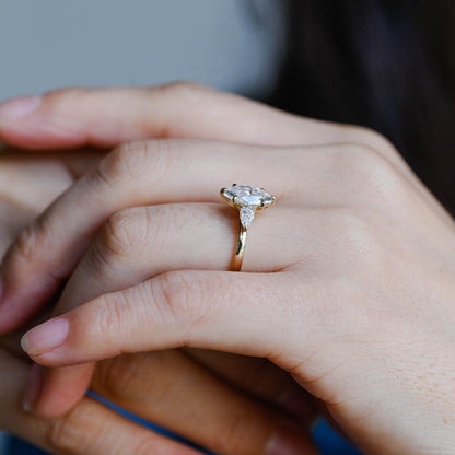 2 CT Emerald Pave Moissanite Engagement Ring