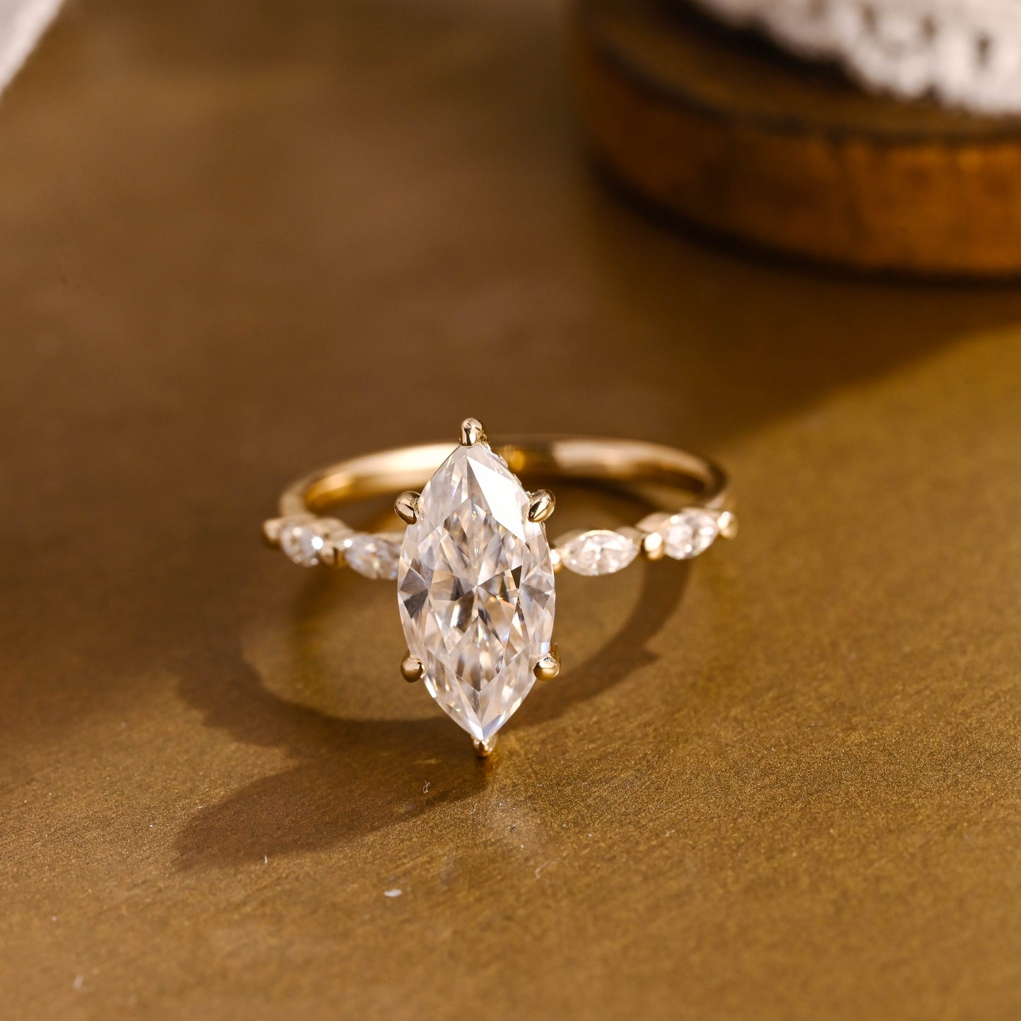 2 CT Emerald Pave Moissanite Engagement Ring