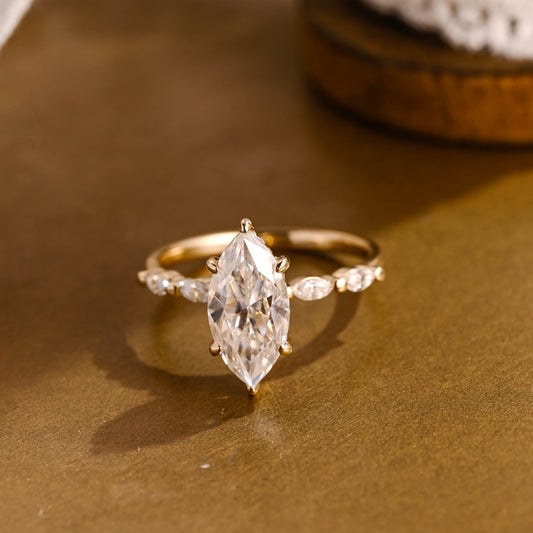 2 CT Emerald Pave Moissanite Engagement Ring