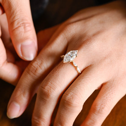 2 CT Emerald Pave Moissanite Engagement Ring