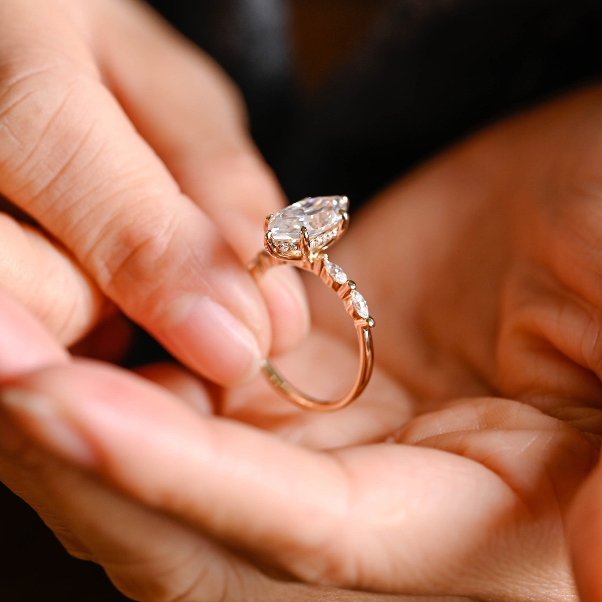2 CT Emerald Pave Moissanite Engagement Ring