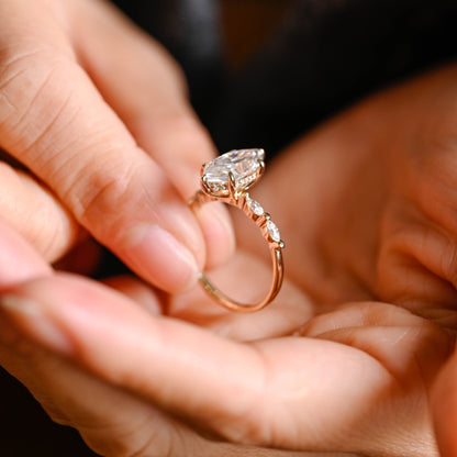 2 CT Emerald Pave Moissanite Engagement Ring