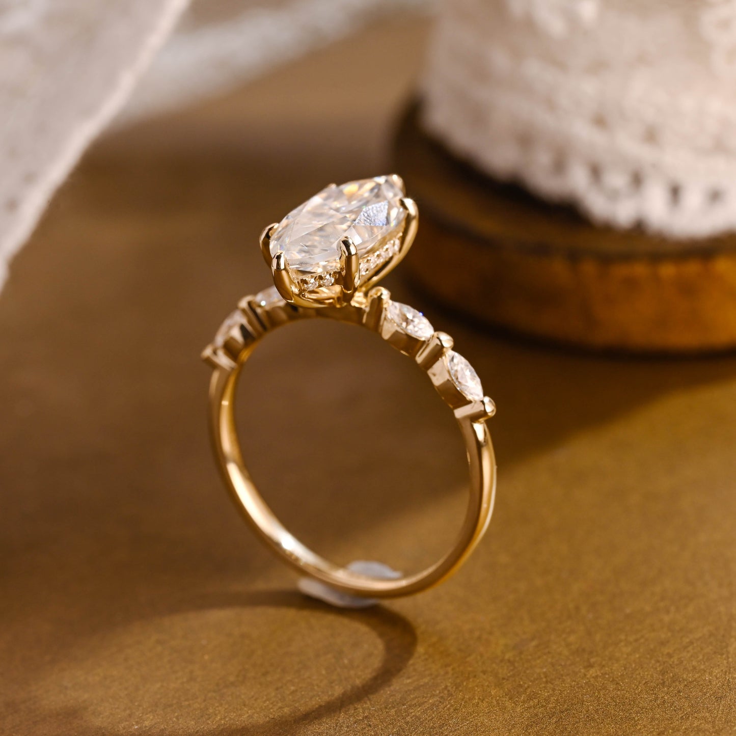 2 CT Emerald Pave Moissanite Engagement Ring