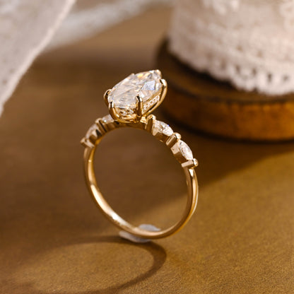 2 CT Emerald Pave Moissanite Engagement Ring