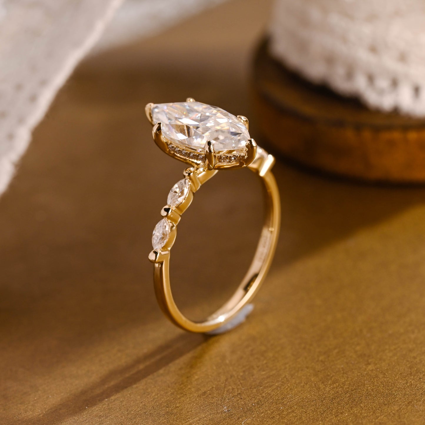 2 CT Emerald Pave Moissanite Engagement Ring