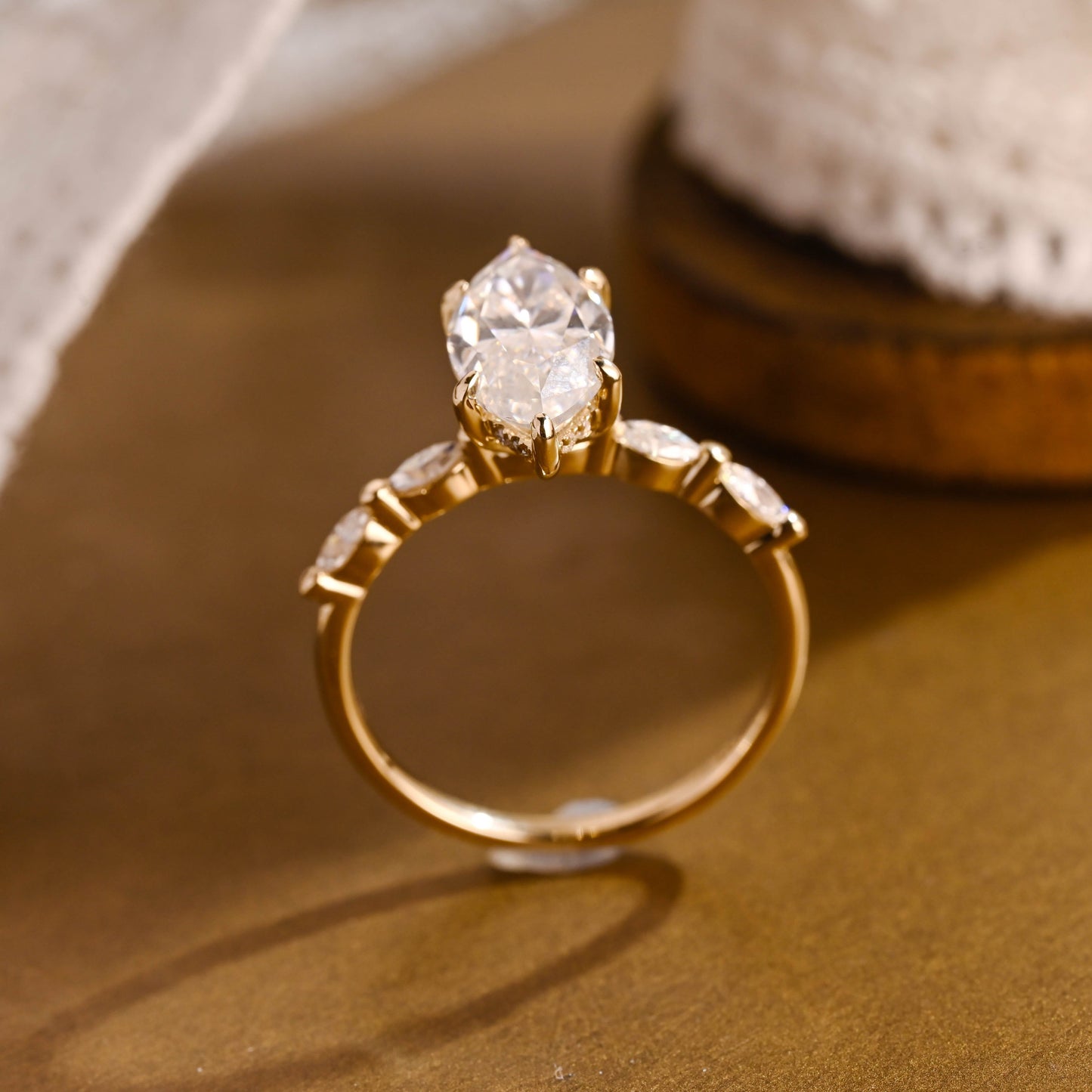 2 CT Emerald Pave Moissanite Engagement Ring