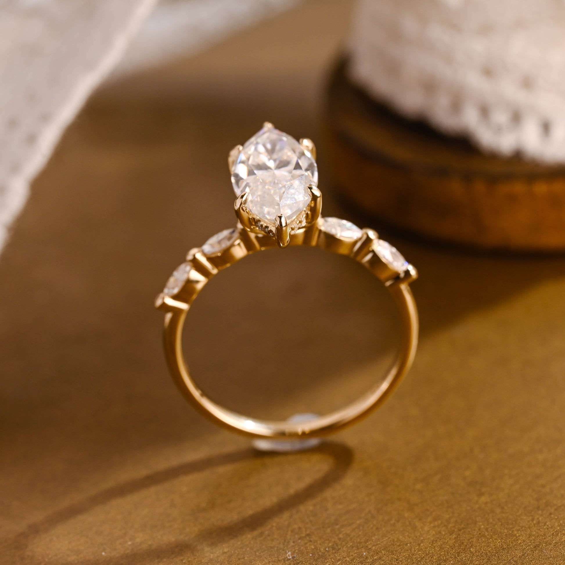 2 CT Emerald Pave Moissanite Engagement Ring