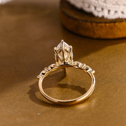 2 CT Emerald Pave Moissanite Engagement Ring