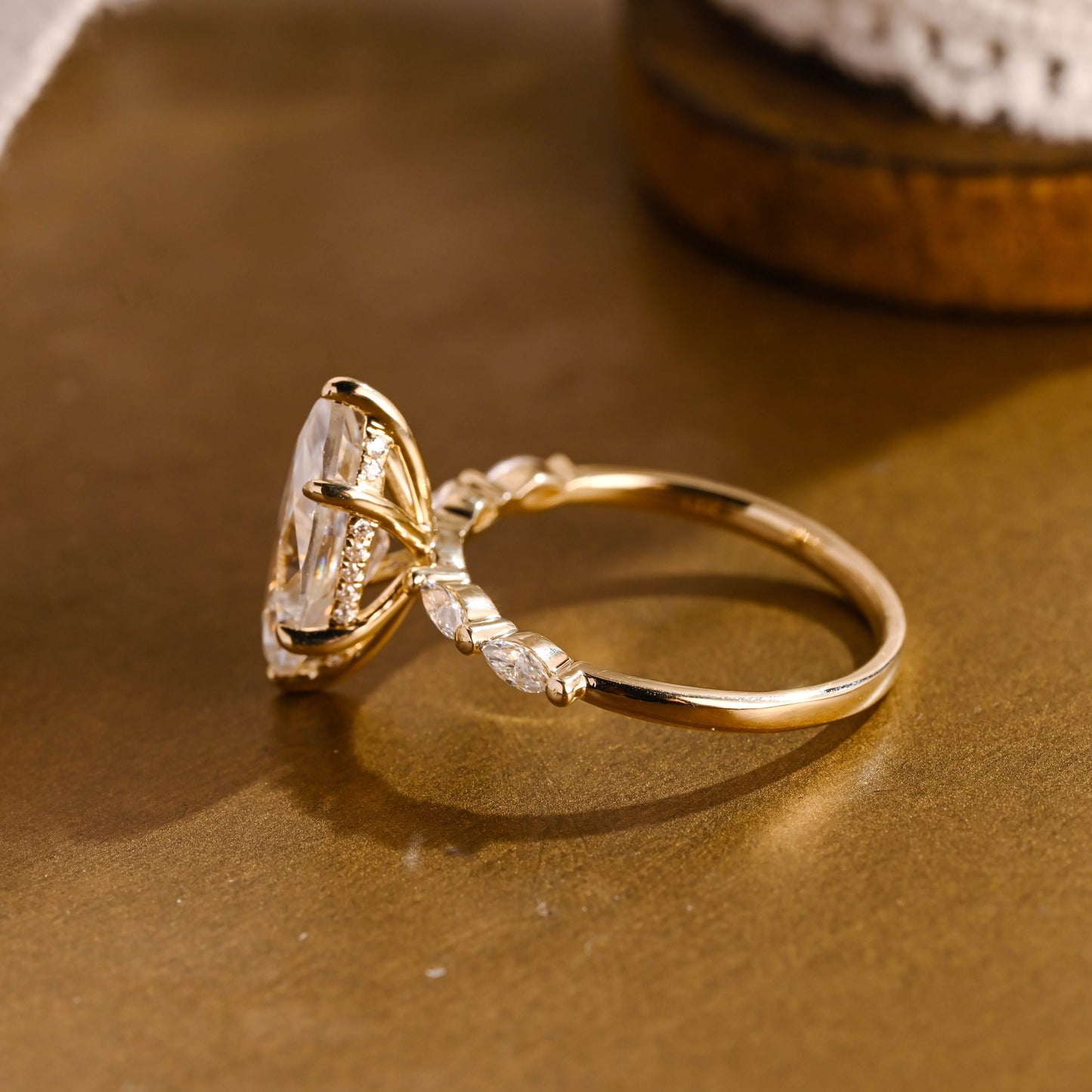 2 CT Emerald Pave Moissanite Engagement Ring