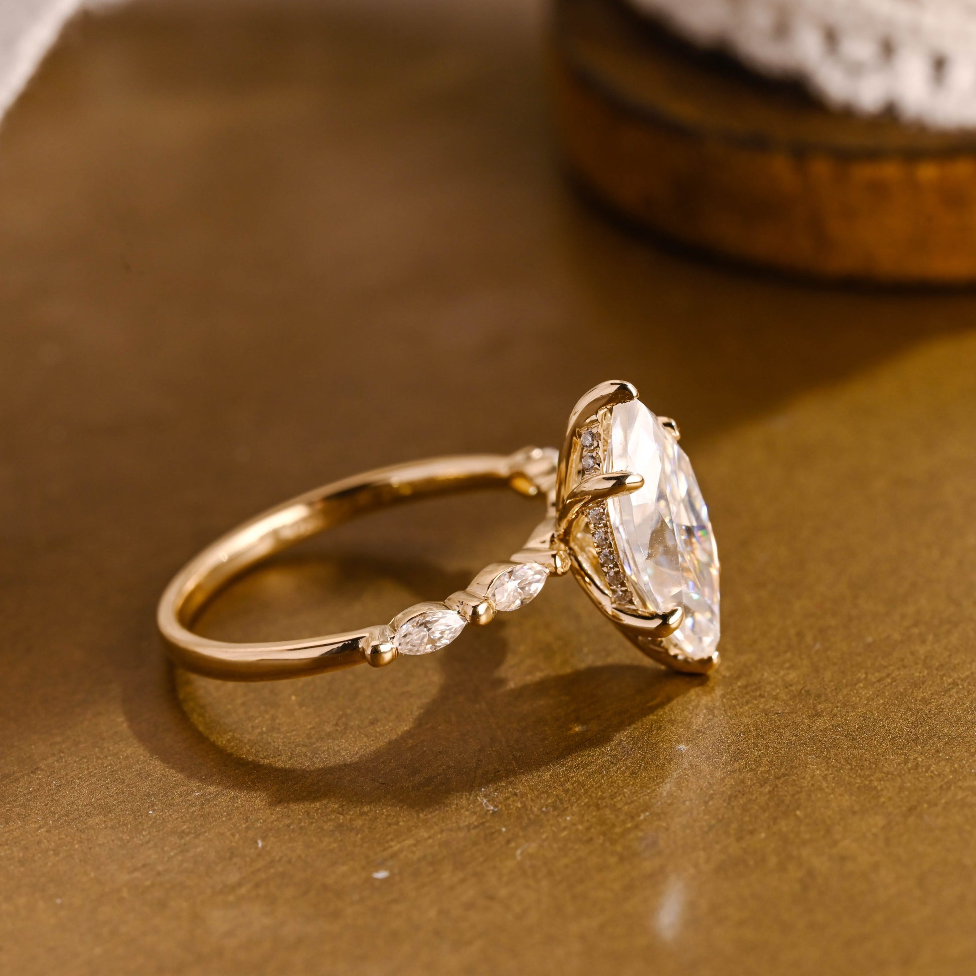 2 CT Emerald Pave Moissanite Engagement Ring
