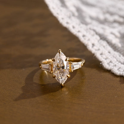 2 CT Emerald Pave Moissanite Engagement Ring