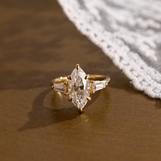 2 CT Emerald Pave Moissanite Engagement Ring