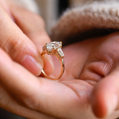 2 CT Emerald Pave Moissanite Engagement Ring