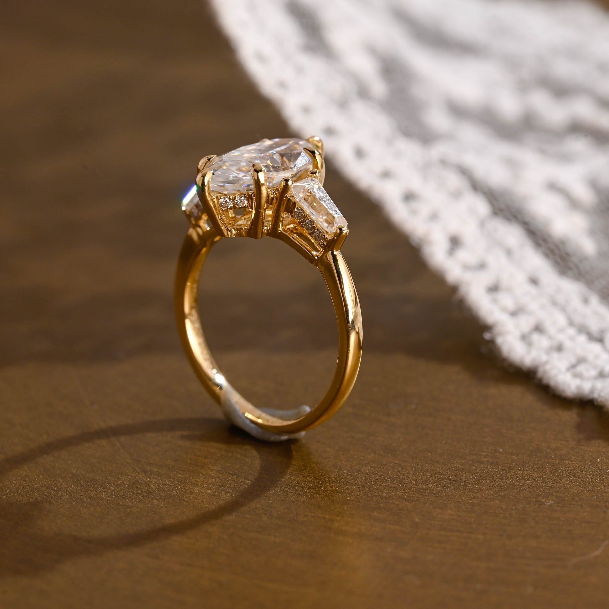 2 CT Emerald Pave Moissanite Engagement Ring