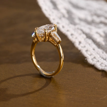 2 CT Emerald Pave Moissanite Engagement Ring