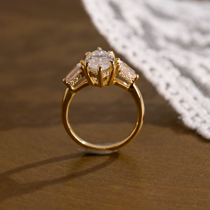 2 CT Emerald Pave Moissanite Engagement Ring