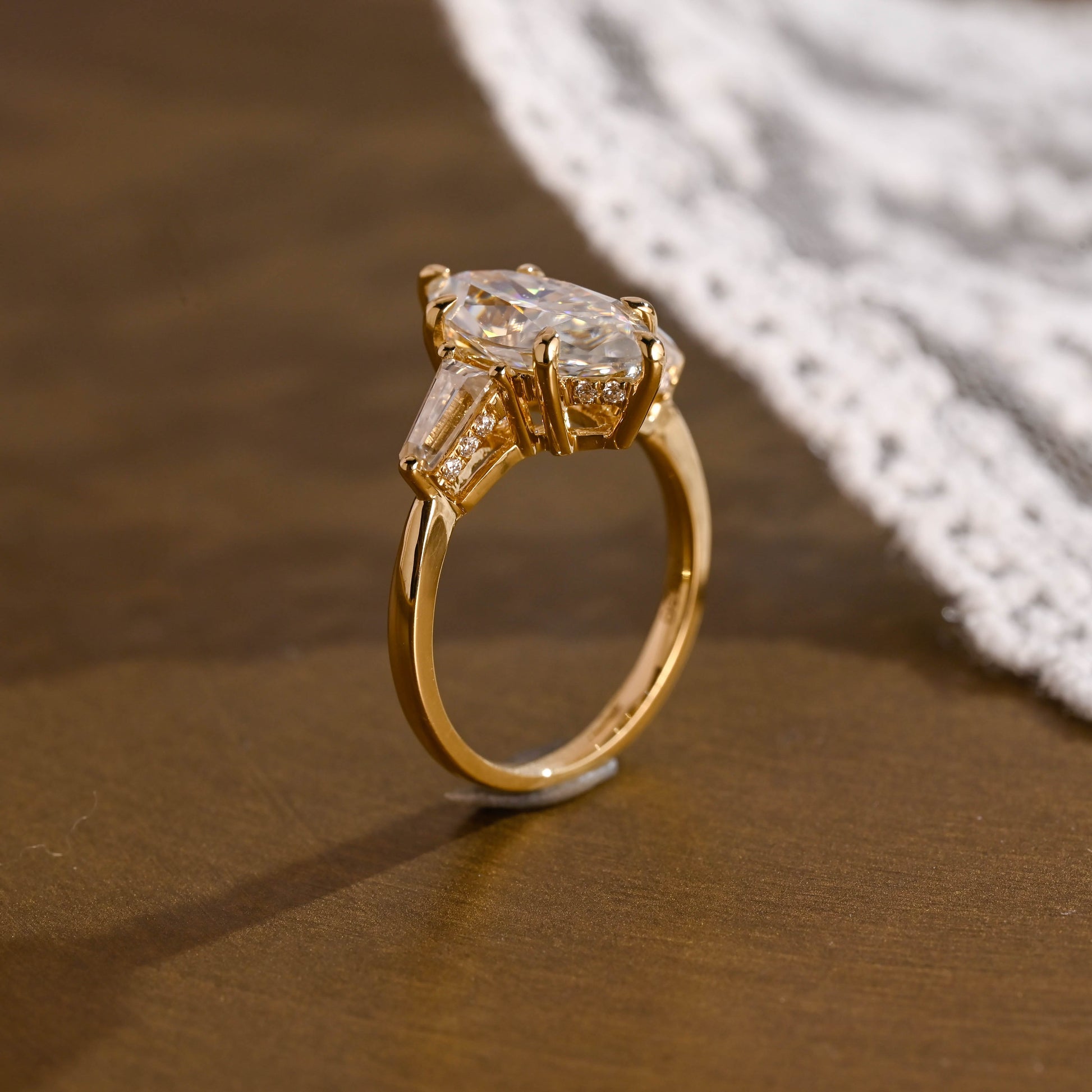 2 CT Emerald Pave Moissanite Engagement Ring