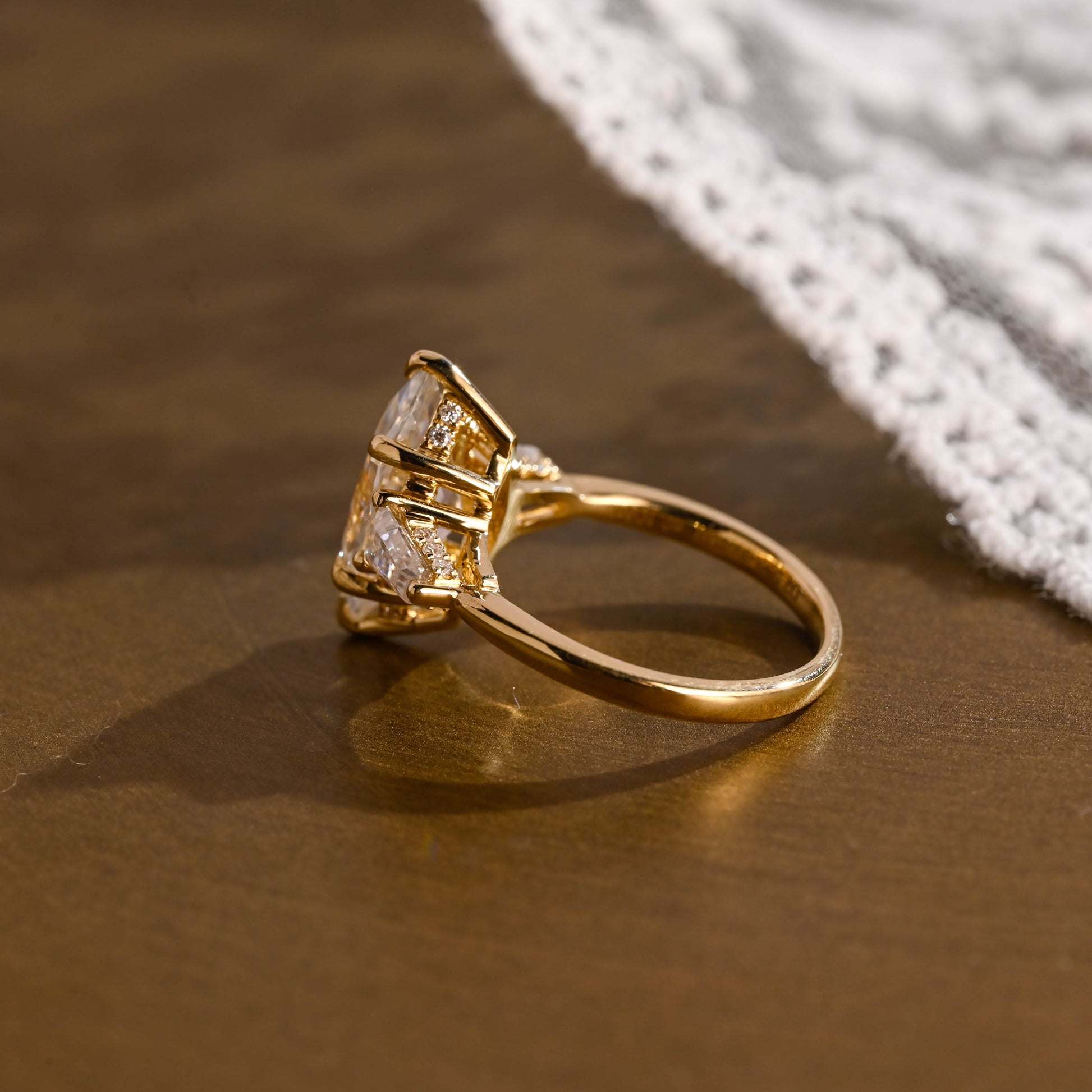 2 CT Emerald Pave Moissanite Engagement Ring