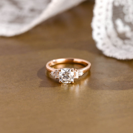2 CT Emerald Pave Moissanite Engagement Ring
