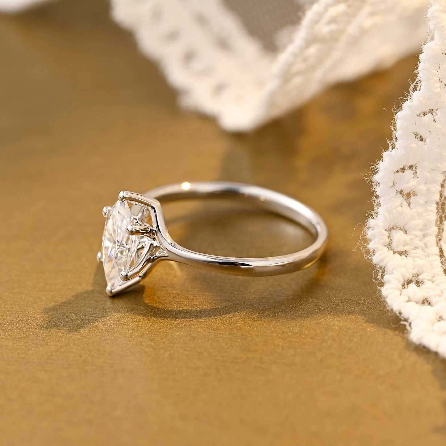 2 CT Emerald Pave Moissanite Engagement Ring
