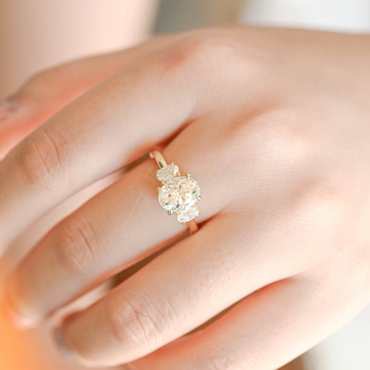 2 CT Emerald Pave Moissanite Engagement Ring