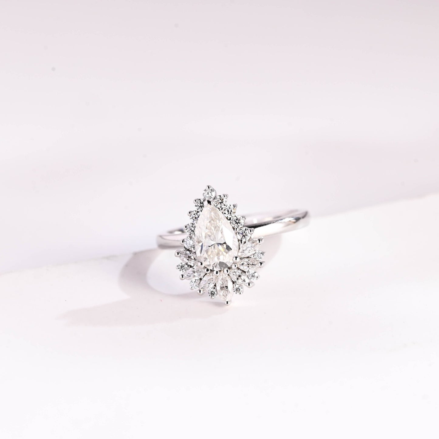 2 CT Emerald Pave Moissanite Engagement Ring