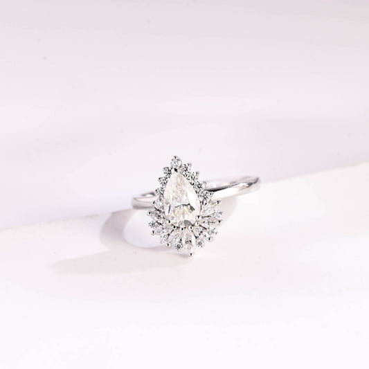 2 CT Emerald Pave Moissanite Engagement Ring
